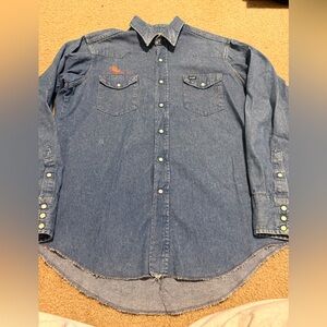 Blue Denim Button-Up Shirt lane frost